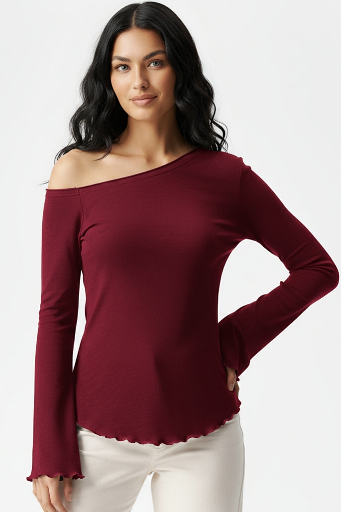 Off-shoulder Wide Sleeve Top