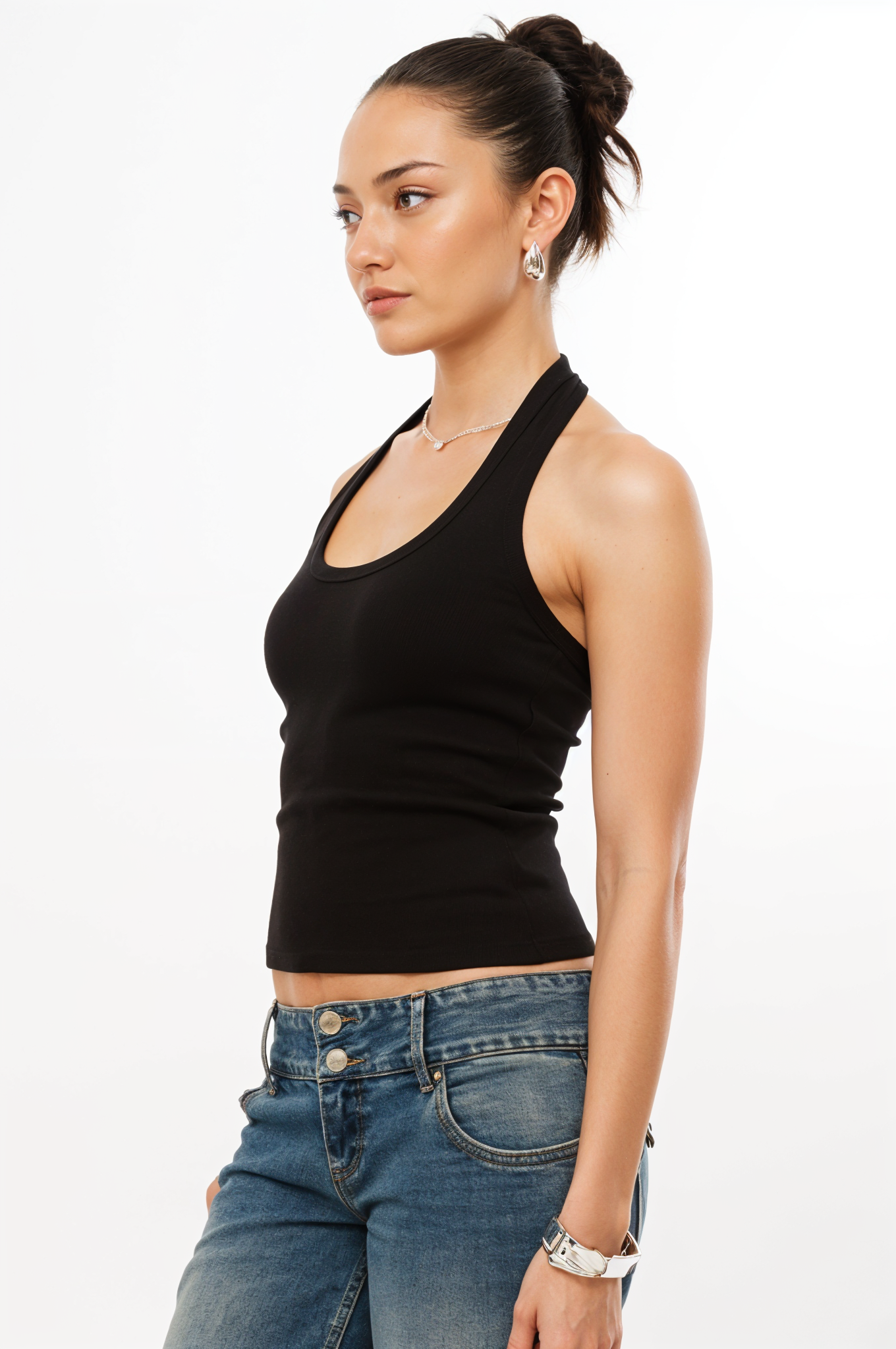 Ribbed Halter Neck Tank Top