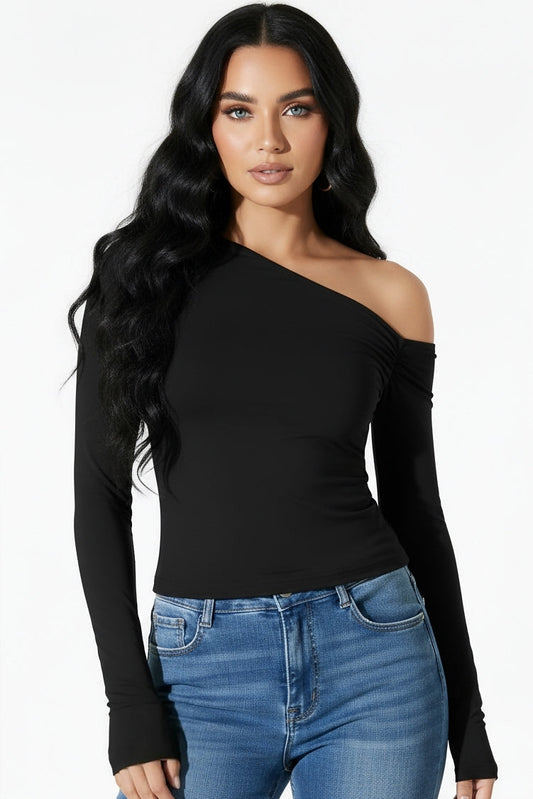 Heavy Asymmetrical Off-Shoulder Top