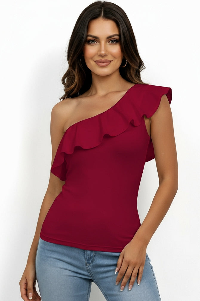 Asymmetrical Ruffle Top