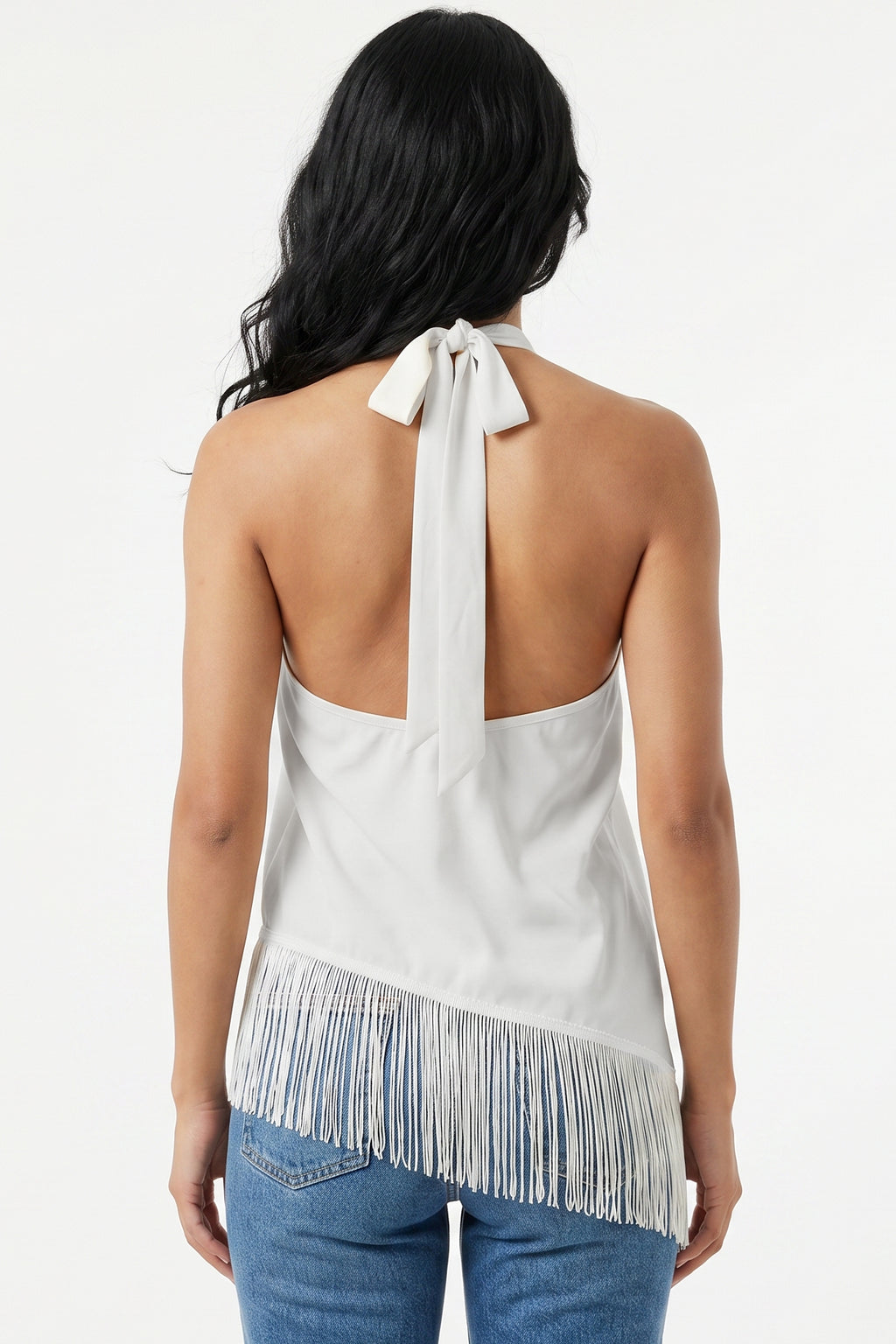 Fringe Halter Asymmetric Top