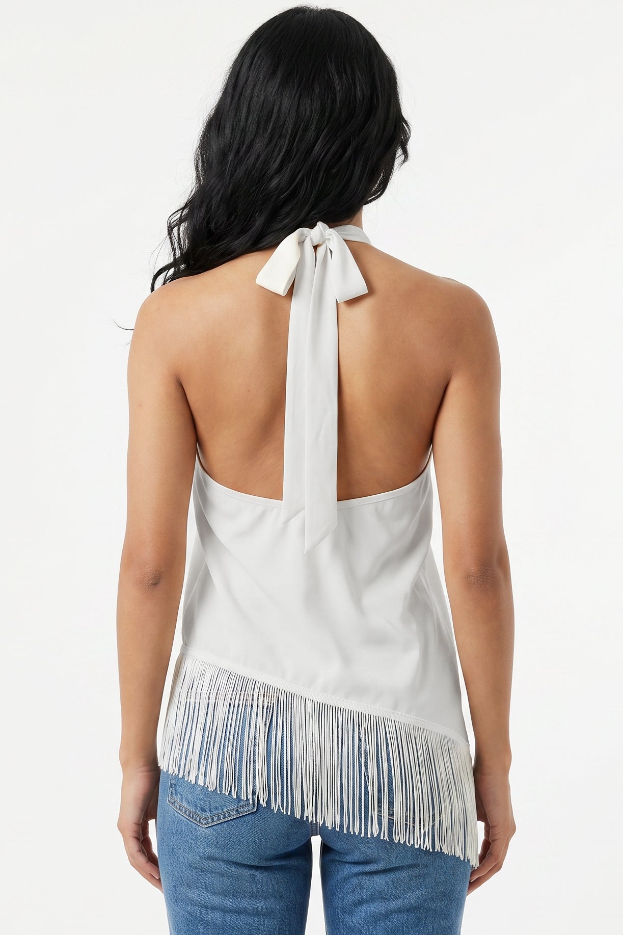 Fringe Halter Asymmetric Top