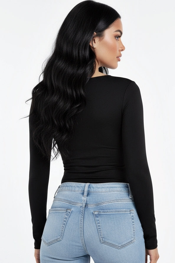 Heavy V Lace Long Sleeve Top