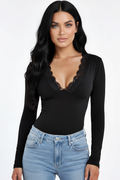Heavy V Lace Long Sleeve Top