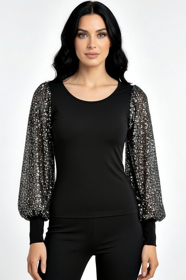 Heavy Sequin Sleeves Top