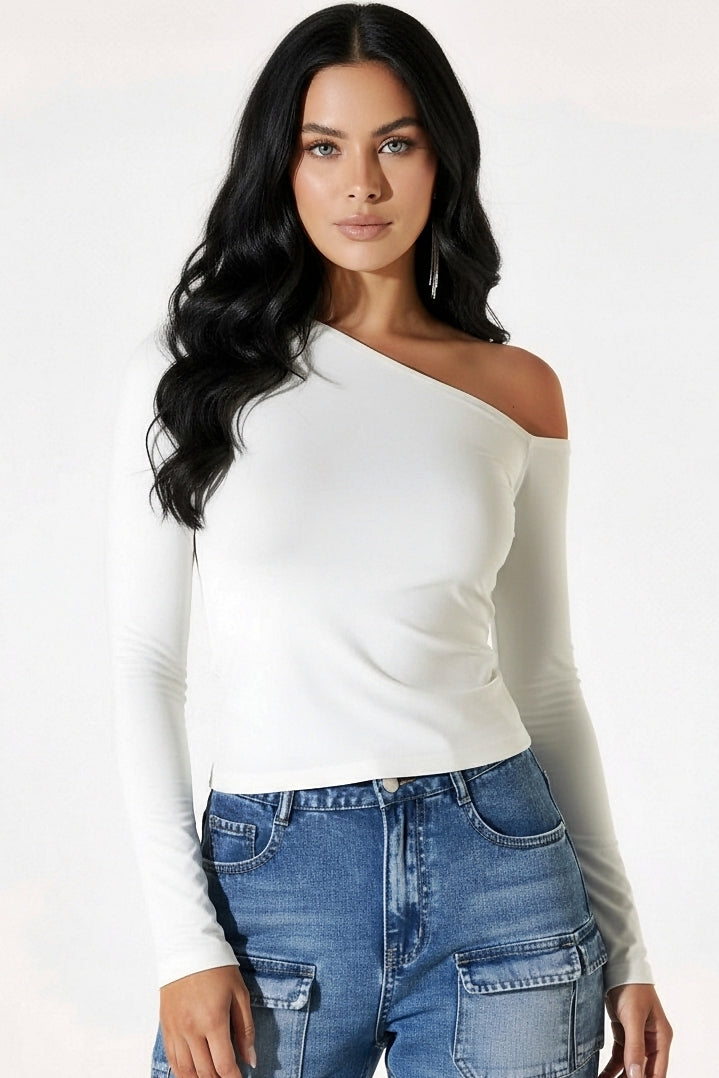 Heavy Asymmetrical Off-Shoulder Top