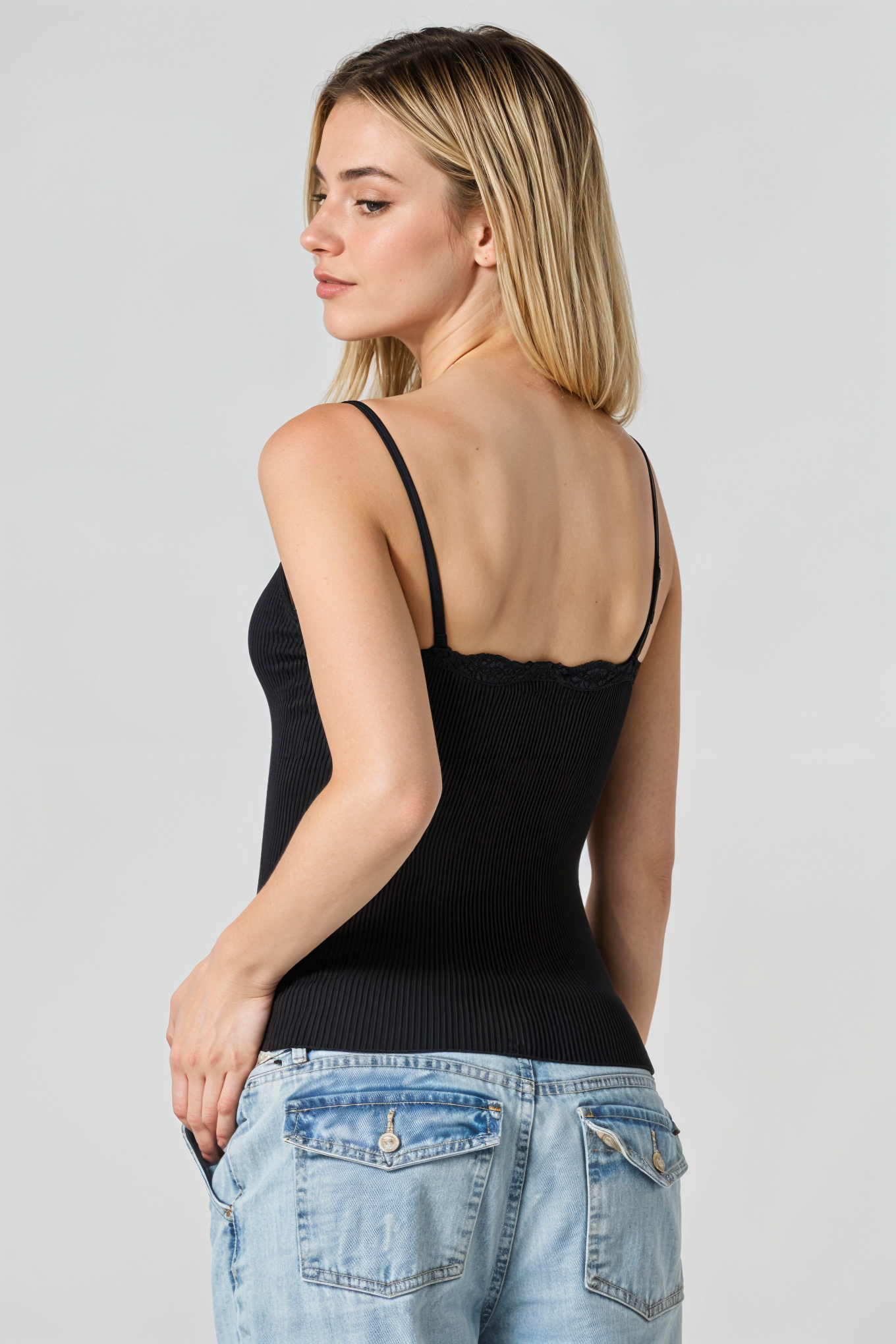 Ribbed Lace Tank