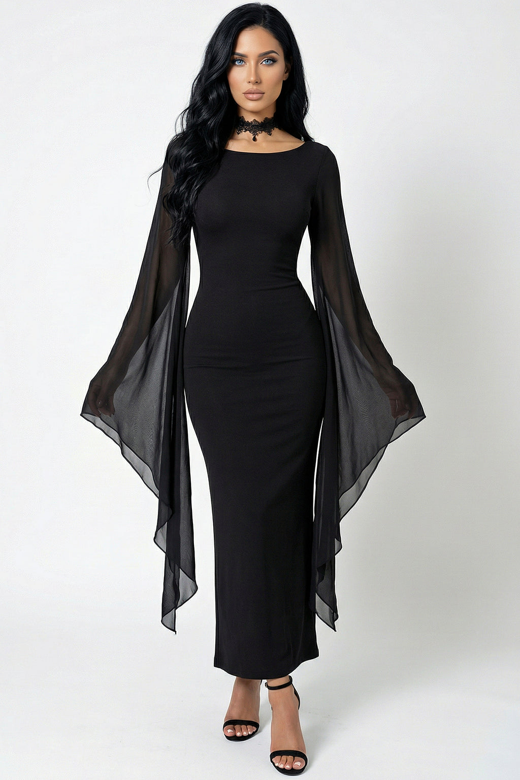 Mesh Sleeve Dress