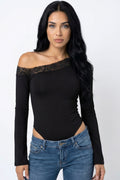 Asymmetrical Lace Body Suit