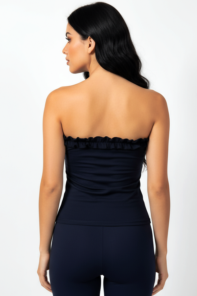 Banded Ruff Top Style Ruffle Bandeau Top – IVORY