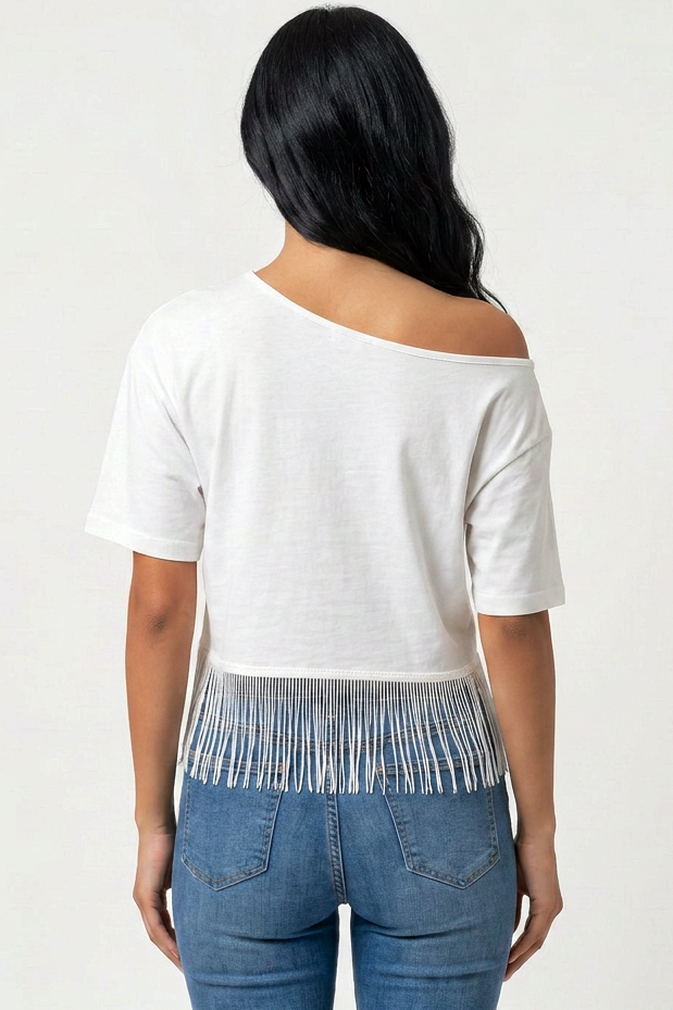 Fringe Hem Boxy Tee