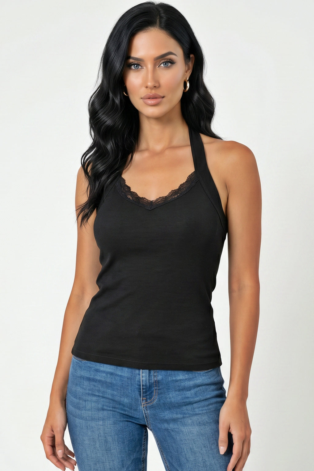 Lace Trim Halter Tank