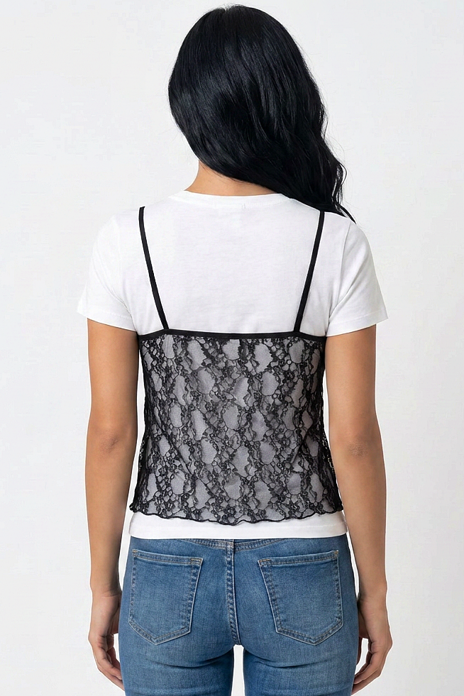 Layered Mesh Cotton Tee