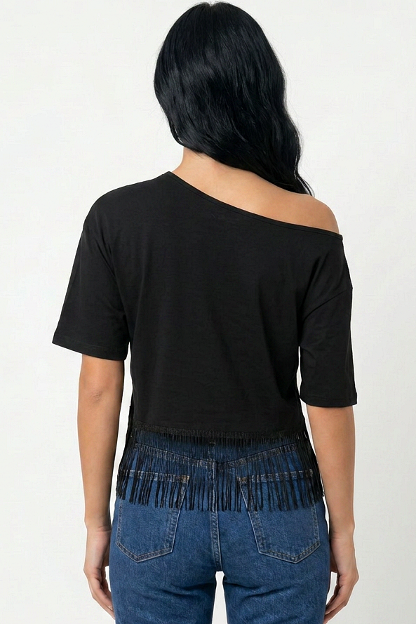 Fringe Hem Boxy Tee